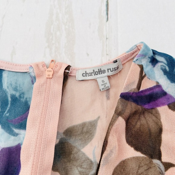 Charlotte Russe Size S Floral Mesh Lined Dress - Picture 9 of 10